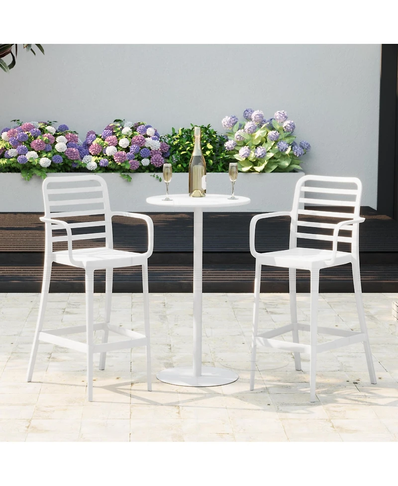 WestinTrends 2-Person Adjustable Round Bar Table with Stackable Bar Stools Dining Set