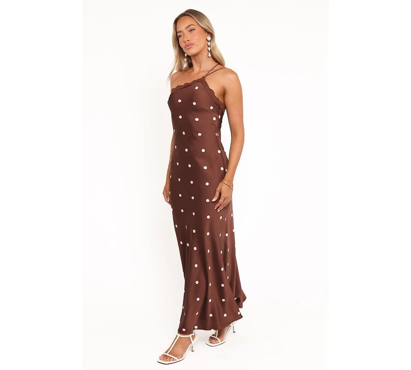 Petal and Pup Women's Anika Maxi Dress - Brown Polka Dot