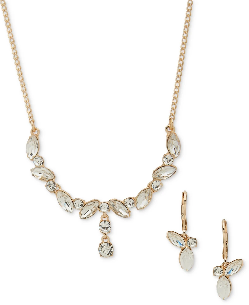 Anne Klein 2-Pc. Crystal Navette Stone Cluster Necklace and Earrings Set