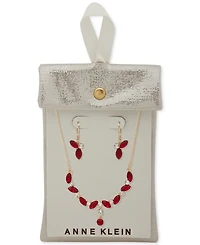 Anne Klein 2-Pc. Siam Navette Stone Cluster Necklace and Earrings Set