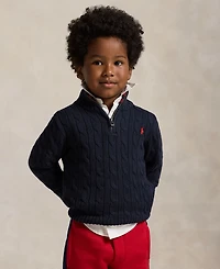 Polo Ralph Lauren Boys 2-7 Cable-Knit Cotton Quarter-Zip Sweater