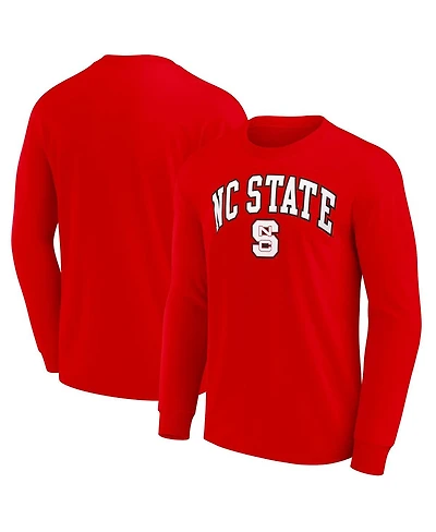 Fanatics Unlabeled Men's Red Nc State Wolfpack Team Logo Long Sleeve T-Shirt
