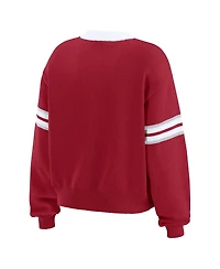 Wear by Erin Andrews Women's Crimson Alabama Tide Lace-Up Pullover Sweater