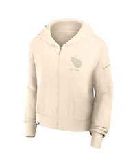 Nike Women's Cream Tennessee Titans Glory Cropped Full-Zip Hoodie