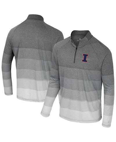 Colosseum Men's Gray Illinois Fighting Illini Ai Striped Mesh Quarter-Zip Raglan Windshirt Jacket