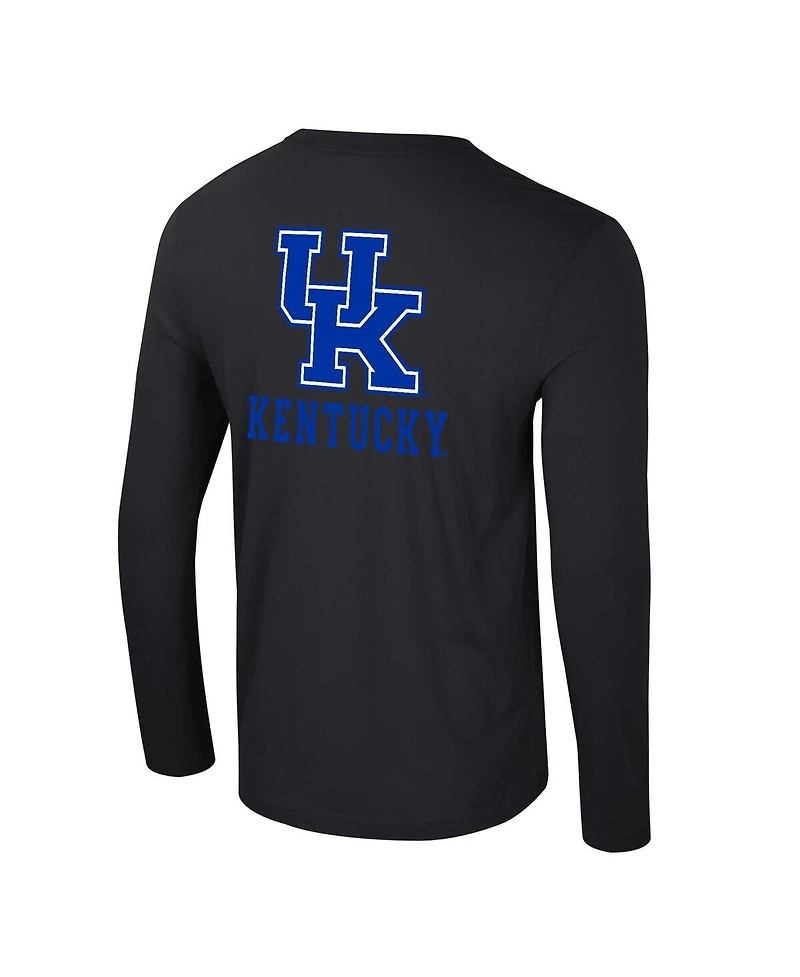 Colosseum Men's Black Kentucky Wildcats Logo Lockup 3-Hit Active Blend Long Sleeve T-Shirt