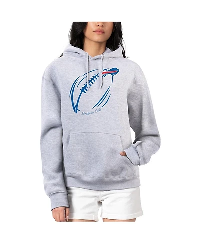 G-iii 4Her by Carl Banks Women's Heather Gray Buffalo Bills Football Logo Fleece Tri-Blend Pullover Hoodie