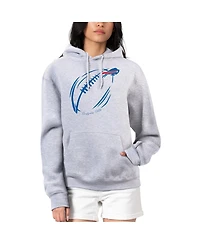 G-iii 4Her by Carl Banks Women's Heather Gray Buffalo Bills Football Logo Fleece Tri-Blend Pullover Hoodie