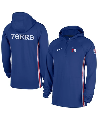 Nike Men's Blue Philadelphia 76ers Authentic on Court Zone Quarter-Zip Dri-fit Hoodie Jacket
