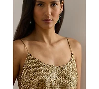 Lauren Ralph Women's Hatita Sequined Mesh Spaghetti Strap Camisole Top