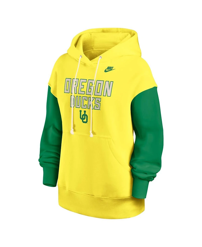 Nike Women's Yellow/Green Oregon Ducks Oversized Legacy Phoenix Pullover Hoodie