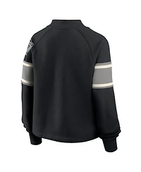 Fanatics Women's Black Las Vegas Raiders Oversized Hometown Toss Sweep Mock Neck Pullover Top