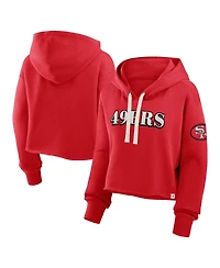 Fanatics Women's Scarlet San Francisco 49ers Oversized Hometown Heritage Cropped Hoodie