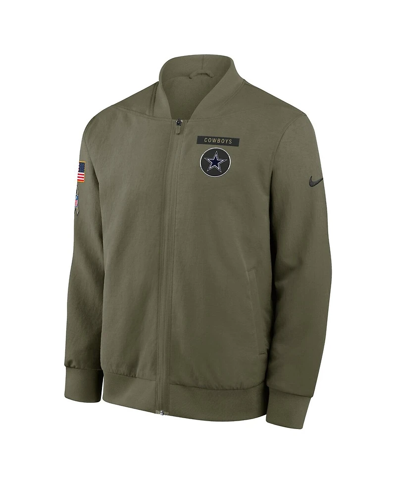 Nike Men's Olive Dallas Cowboys 2025 Salute to Service Sideline Full-Zip Bomber Jacket