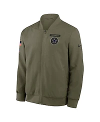 Nike Men's Olive Dallas Cowboys 2025 Salute to Service Sideline Full-Zip Bomber Jacket