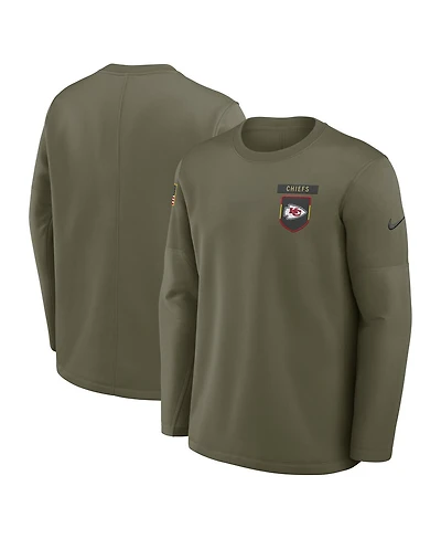 Nike Men's Olive Kansas City Chiefs 2025 Salute to Service Sideline Coaches Therma-fit Long Sleeve Shirt