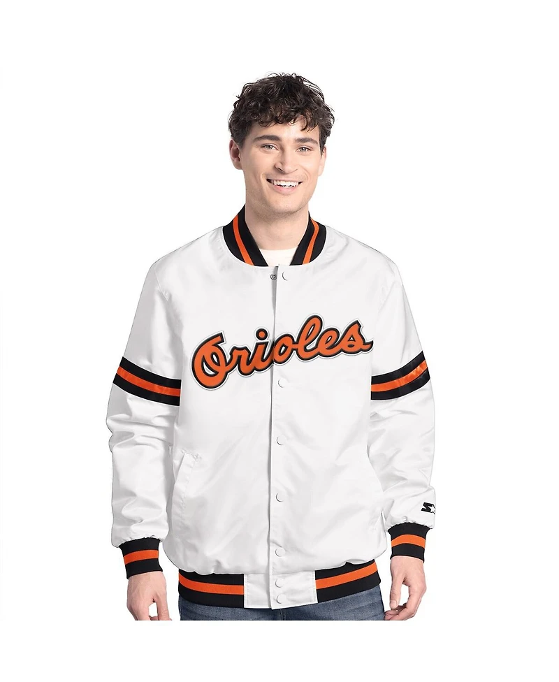 Starter Men's White Baltimore Orioles Cooperstown Scout Full-Snap Varsity Jacket