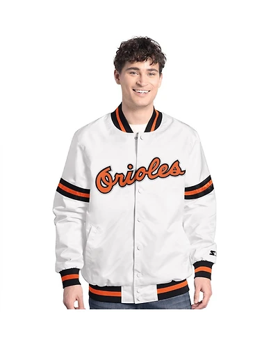 Starter Men's White Baltimore Orioles Cooperstown Scout Full-Snap Varsity Jacket