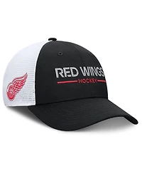 Fanatics Men's Black/White Detroit Red Wings Authentic Pro Rink Lockup Adjustable Trucker Hat