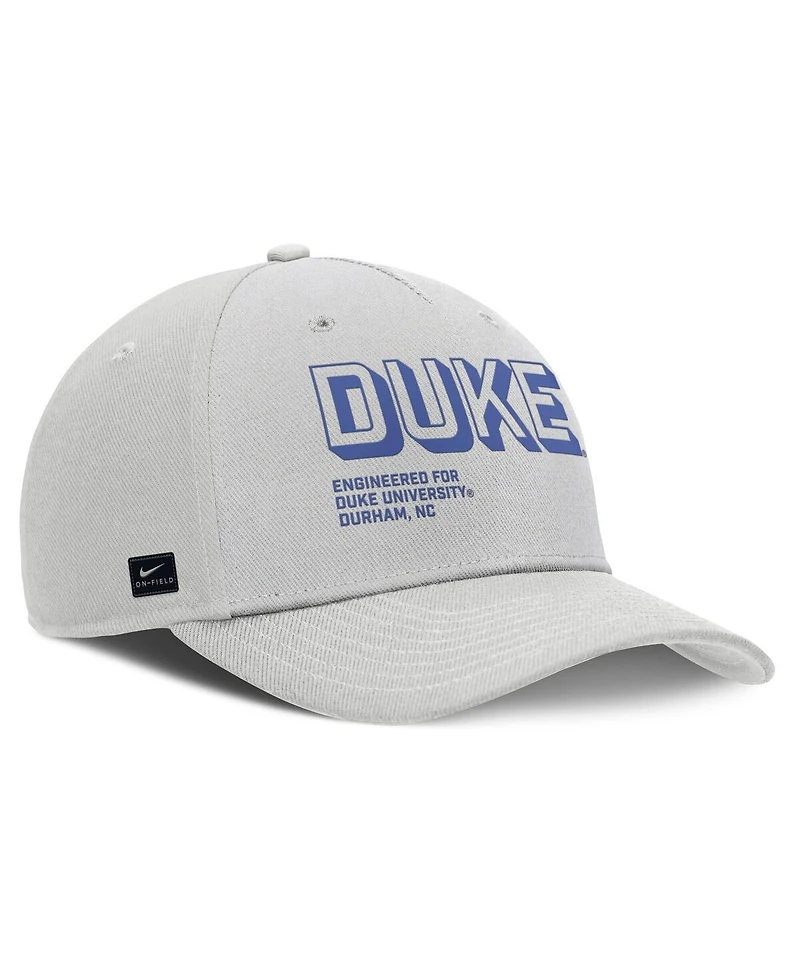 Nike Men's Gray Duke Blue Devils 2025 Sideline Dust Pinched Rise Adjustable Hat