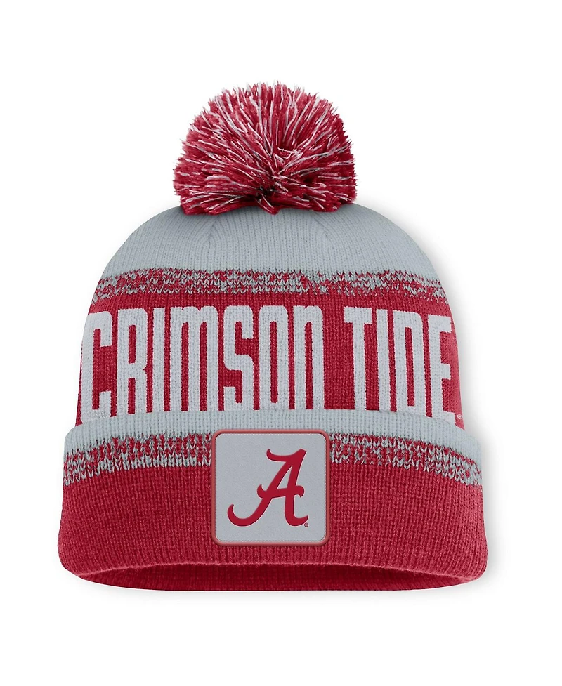 Fanatics Men's Crimson/Gray Alabama Crimson Tide Thrive Cuffed Pom with Knit Hat