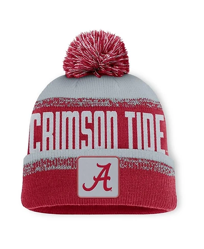 Fanatics Men's Crimson/Gray Alabama Crimson Tide Thrive Cuffed Pom with Knit Hat