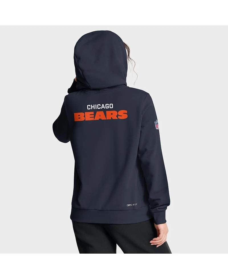 Nike Women's Navy Chicago Bears Sideline Standard Issue Initial Home Dri-fit Hoodie