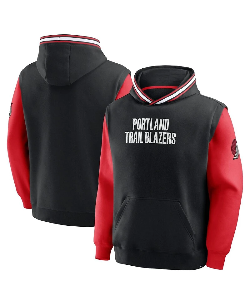 Fanatics Men's Black/Red Portland Trail Blazers Half Court Shot Clock Fastbreak Hoodie