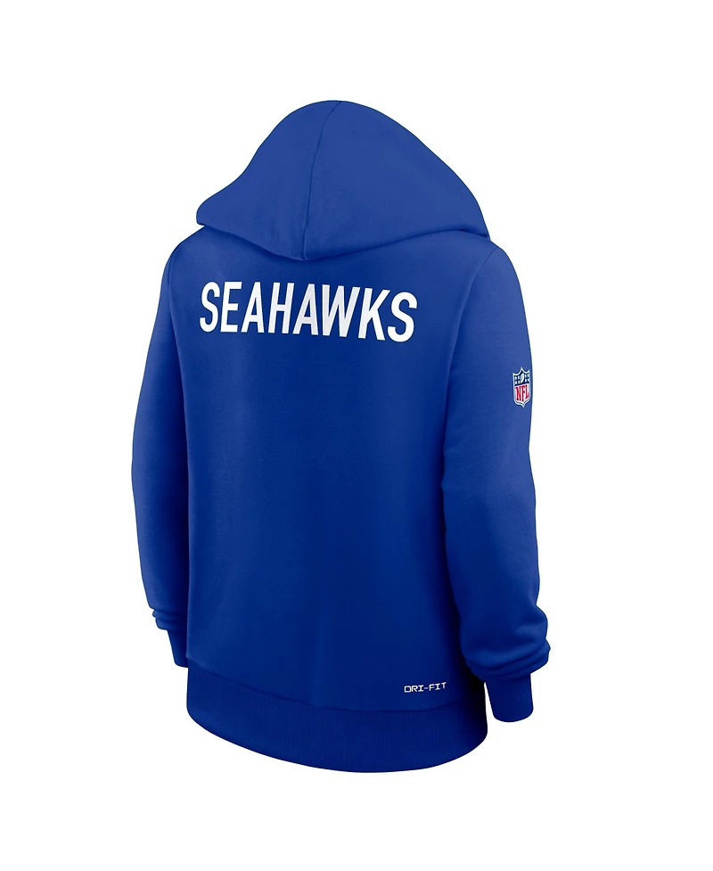 Nike Women's Royal Seattle Seahawks Throwback Sideline Standard Issue Dri-fit Hoodie