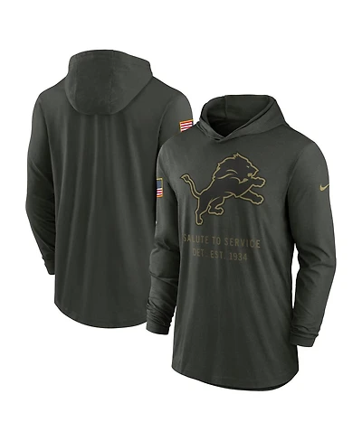 Nike Men's Forest Green Detroit Lions 2025 Salute to Service Sideline Dri-fit Lightweight Hooded Pullover Sweatshirt