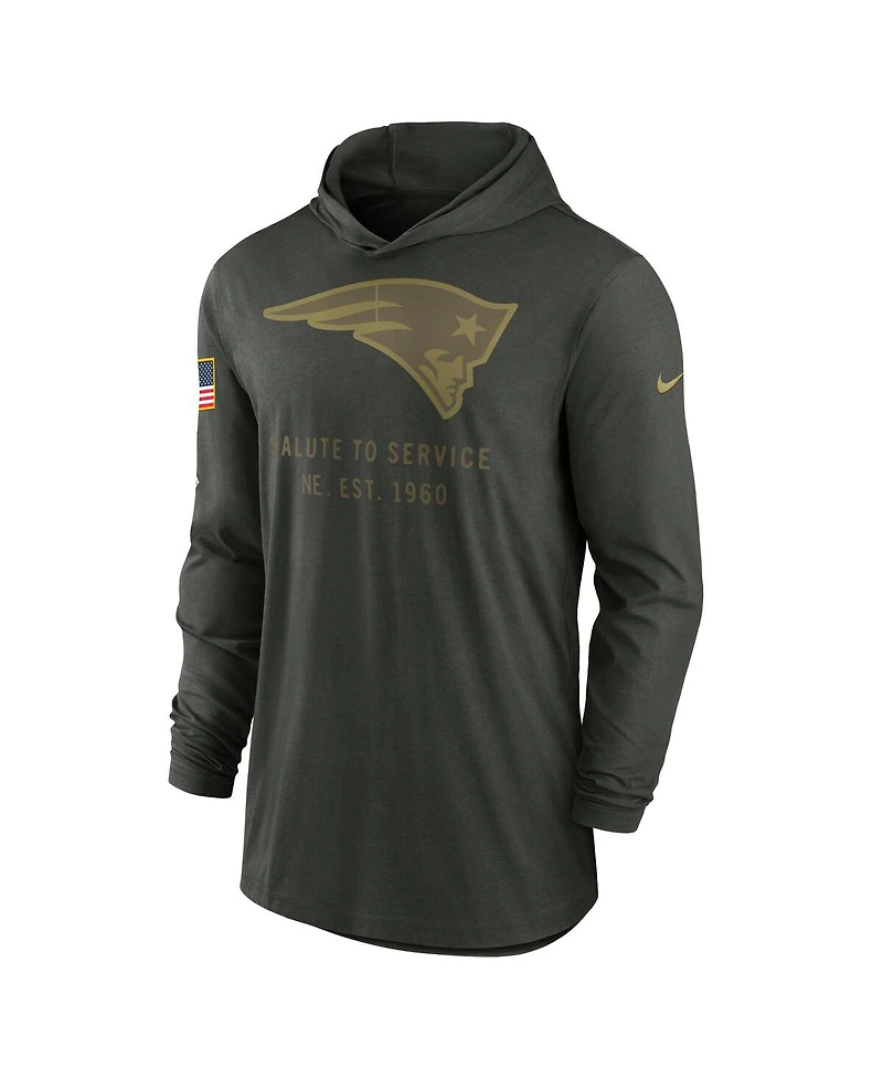Nike Men's Forest Green New England Patriots 2025 Salute to Service Sideline Dri-fit Lightweight Hooded Pullover Sweatshirt