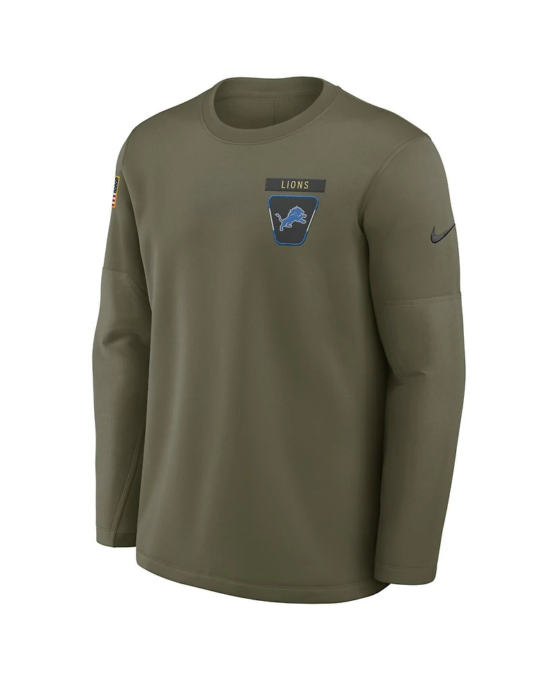 Nike Men's Olive Detroit Lions 2025 Salute to Service Coaches Therma-Fit Long Sleeve T-Shirt
