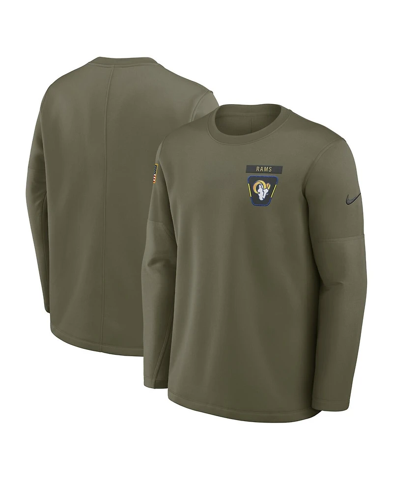 Nike Men's Olive Los Angeles Rams 2025 Salute to Service Sideline Coaches Therma-fit Long Sleeve Shirt