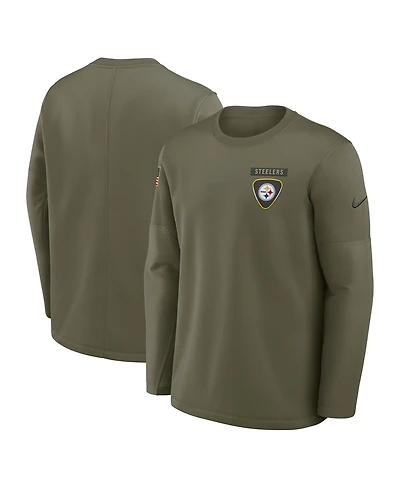 Nike Men's Olive Pittsburgh Steelers 2025 Salute to Service Sideline Coaches Therma-fit Long Sleeve Shirt