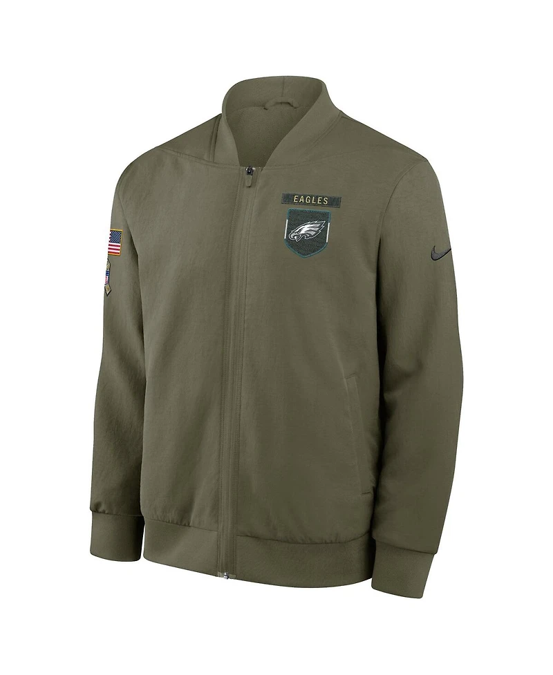 Nike Men's Olive Philadelphia Eagles 2025 Salute to Service Sideline Full-Zip Bomber Jacket