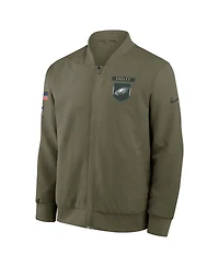 Nike Men's Olive Philadelphia Eagles 2025 Salute to Service Sideline Full-Zip Bomber Jacket