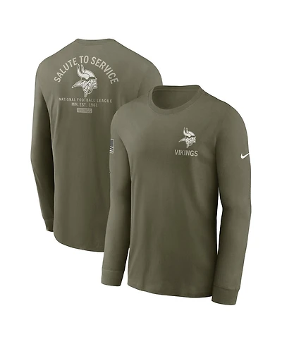 Nike Men's Olive Minnesota Vikings 2025 Salute to Service Sideline Long Sleeve T-Shirt