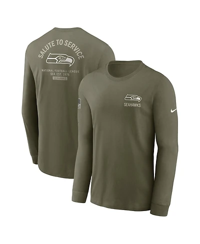 Nike Men's Olive Seattle Seahawks 2025 Salute to Service Sideline Long Sleeve T-Shirt