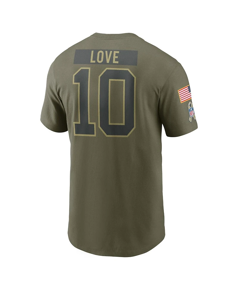 Nike Men's Love Olive Green Bay Packers 2025 Salute to Service Name Number T-Shirt
