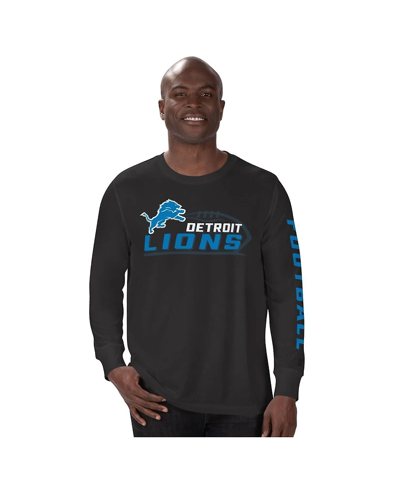 Starter Men's Black Detroit Lions Half Time Long Sleeve T-Shirt