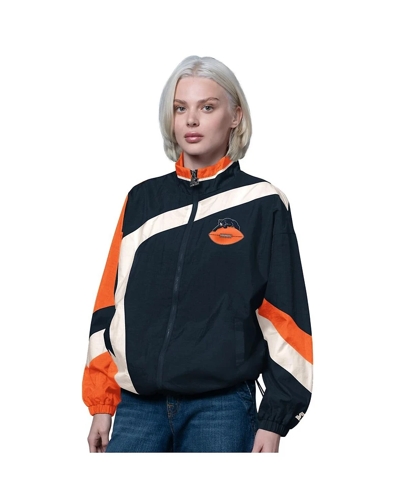 Starter Women's Navy/Orange Chicago Bears 1st Quarter Full-Zip Windbreaker Jacket