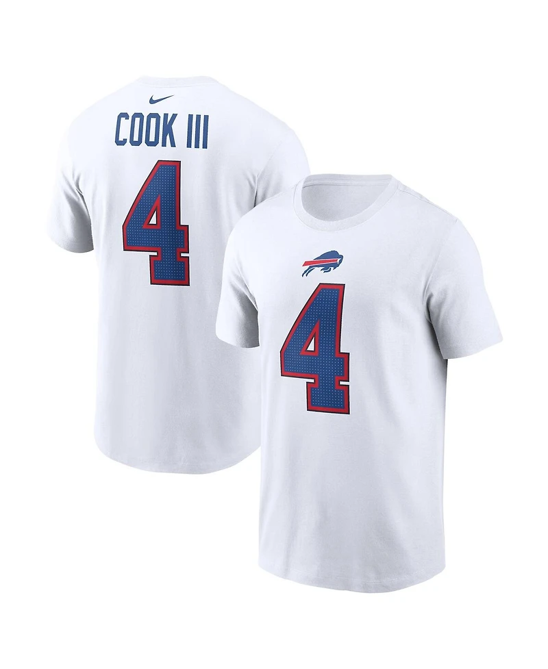 Nike Men's James Cook Iii White Buffalo Bills Player Name Number T-Shirt