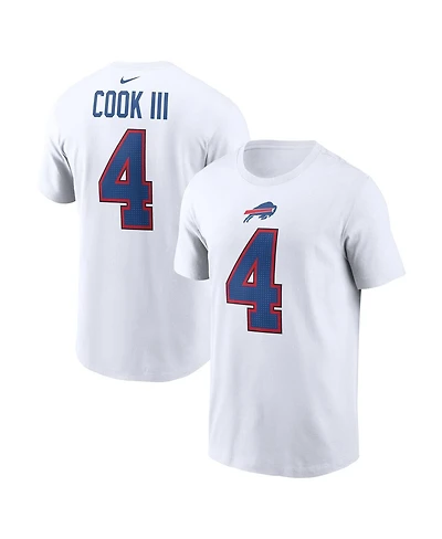 Nike Men's James Cook Iii White Buffalo Bills Player Name Number T-Shirt