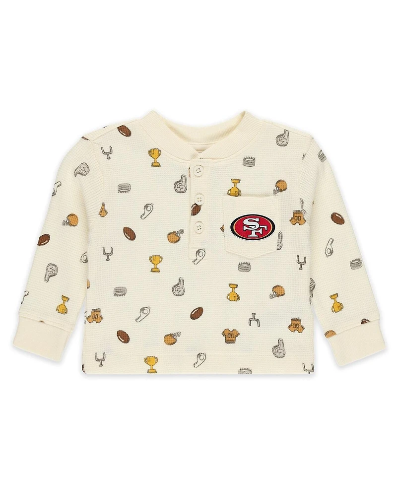 Wear by Erin Andrews Baby Boys and Girls 2-Piece Cream San Francisco 49ers Waffle-Knit Sleep Set