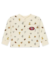 Wear by Erin Andrews Baby Boys and Girls 2-Piece Cream San Francisco 49ers Waffle-Knit Sleep Set