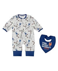 Wear by Erin Andrews Baby Boys and Girls 2-Piece Heather Gray New York Mets Sleep Play Full-Zip Sleeper Bib Set