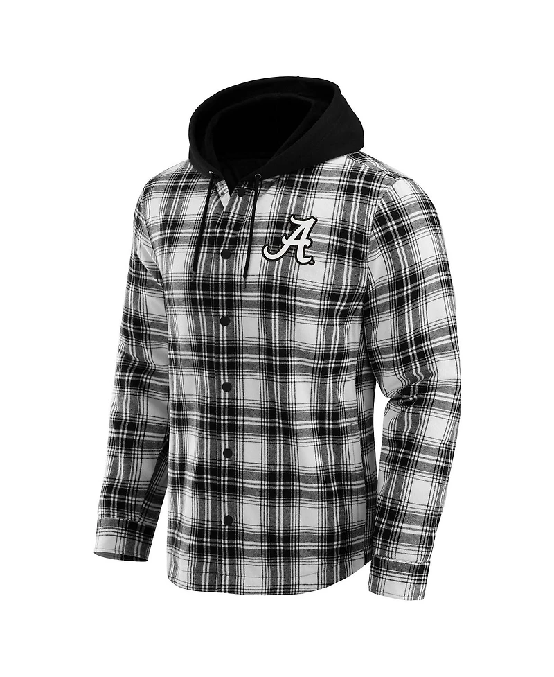 Darius Rucker Collection by Fanatics Men's Black Alabama Crimson Tide Plaid Flannel Quilted Full-Snap Hooded Shacket