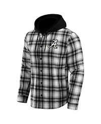Darius Rucker Collection by Fanatics Men's Black Alabama Crimson Tide Plaid Flannel Quilted Full-Snap Hooded Shacket