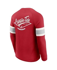 Darius Rucker Collection by Fanatics Men's Crimson Alabama Tide Waffle-Knit Raglan Long Sleeve Henley T-Shirt