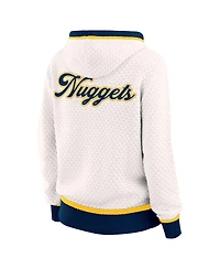Wear by Erin Andrews Women's White Denver Nuggets Plus Hoodie Sweater